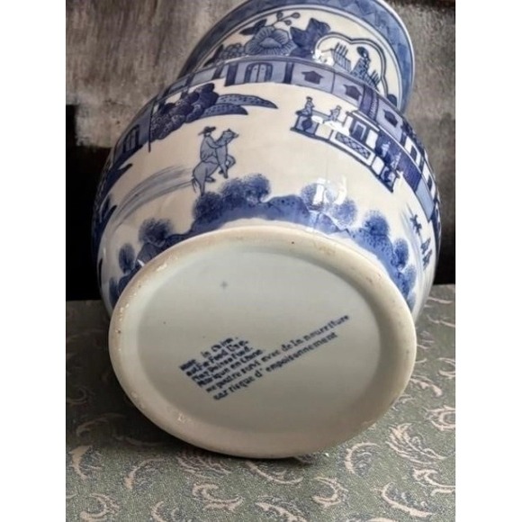 Blue & White Ceramic Pitcher Decorative Floral Design Vase - Picture 3 of 3